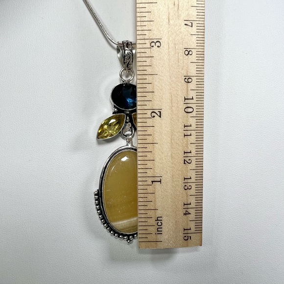 Yellow Lace Agate 925 Gemstone Pendant ONLY - Picture 3 of 7